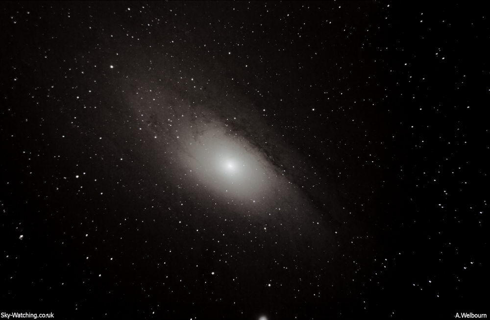 Andromeda was the first galaxy we imaged, and this shot was created by stacking 50 single shots to bring out the clarity (click to enlarge) - Credit: Sky-Watching/A.Welbourn