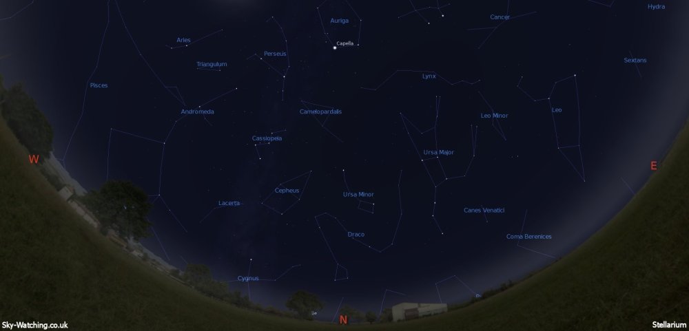 Shown midway through the month, these images can help you identify the constellations you'll see in the Northern sky (click to enlarge) - Credit: Sky-Watching/Stellarium